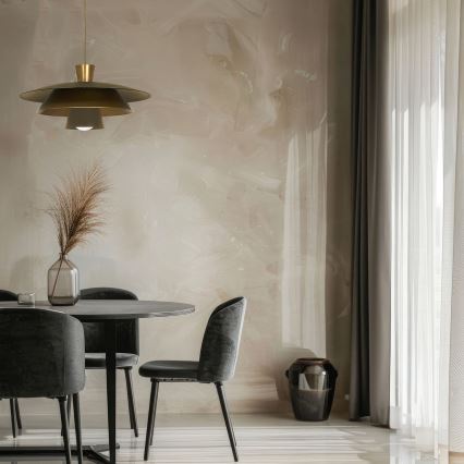Lustra ar auklu PLATO 1xE27/15W/230V misiņš/zelta