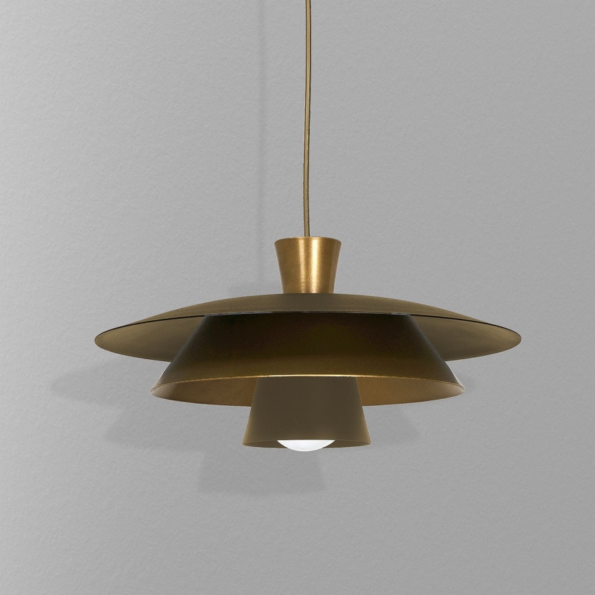 Lustra ar auklu PLATO 1xE27/15W/230V misiņš/zelta