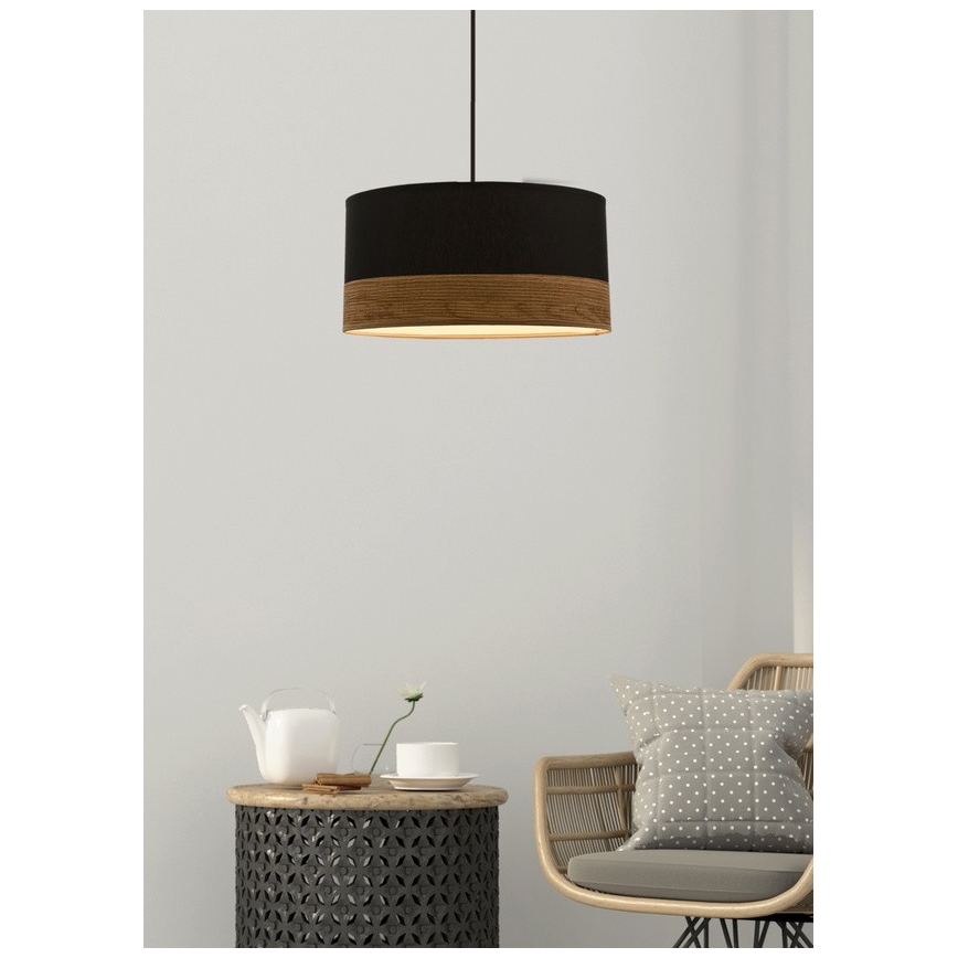 Lustra ar auklu PORTO 1xE27/60W/230V melna/brūna
