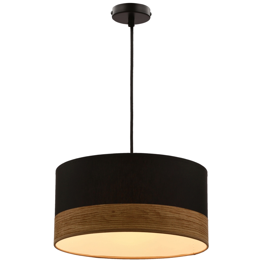 Lustra ar auklu PORTO 1xE27/60W/230V melna/brūna