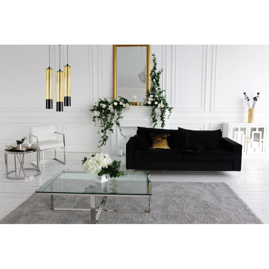 Lustra ar auklu PRESCOT 3xGU10/40W/230V zelta