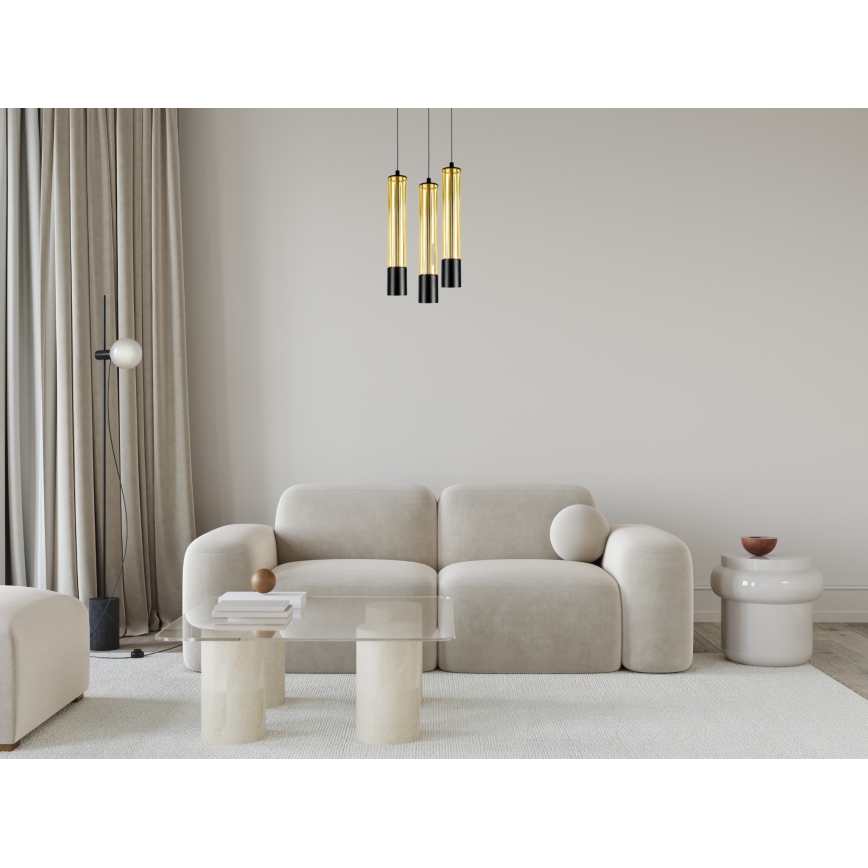 Lustra ar auklu PRESCOT 3xGU10/40W/230V zelta