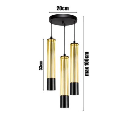 Lustra ar auklu PRESCOT 3xGU10/40W/230V zelta