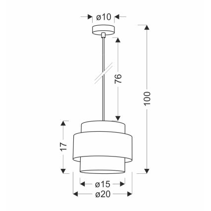 Lustra ar auklu PRESTIGE 1xE27/40W/230V zelta/melna