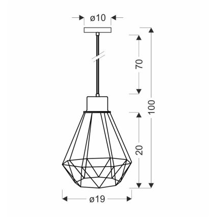 Lustra ar auklu PRIMO 1xE27/60W/230V melna/zelta