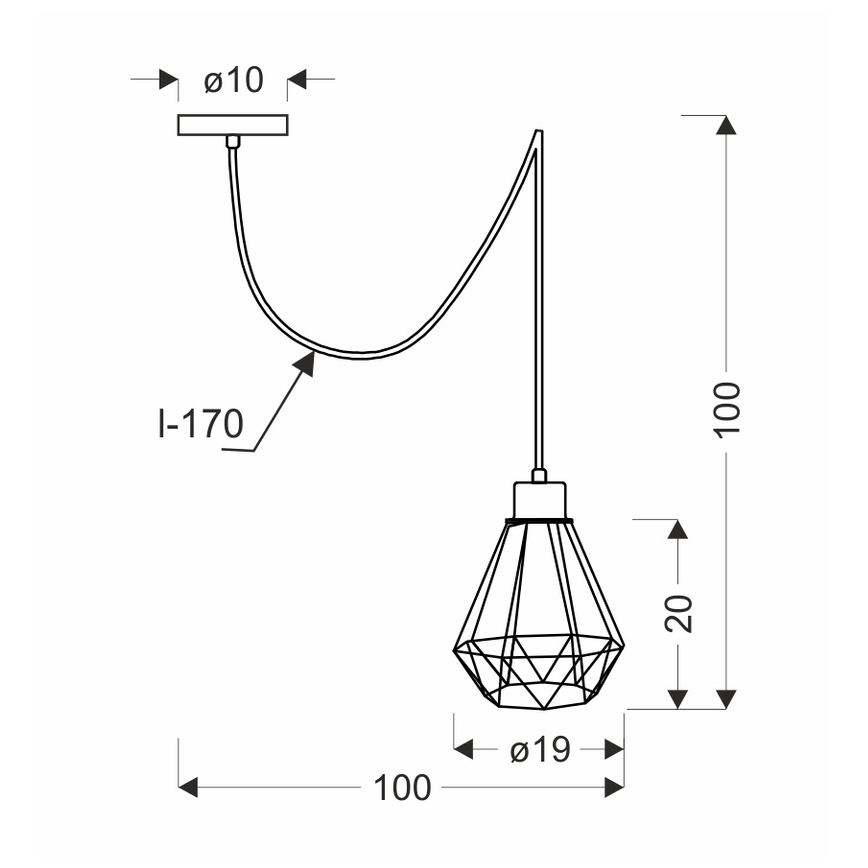 Lustra ar auklu PRIMO 1xE27/60W/230V zirneklis