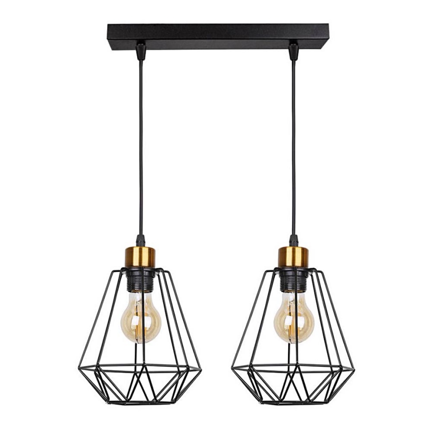 Lustra ar auklu PRIMO 2xE27/60W/230V melna/zelta