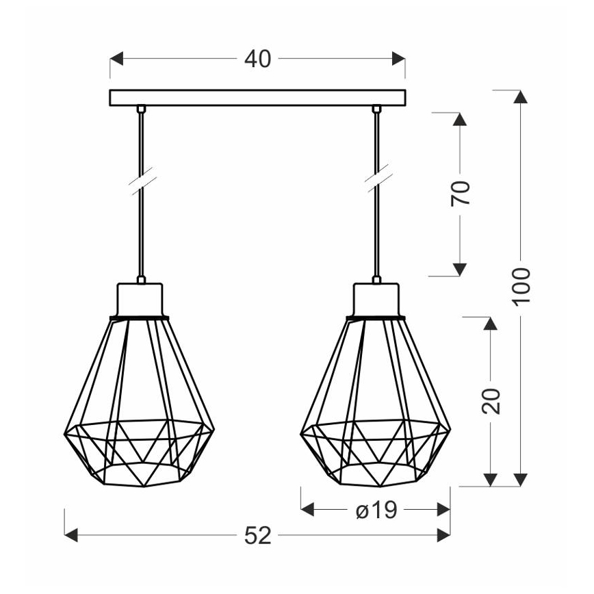 Lustra ar auklu PRIMO 2xE27/60W/230V melna/zelta