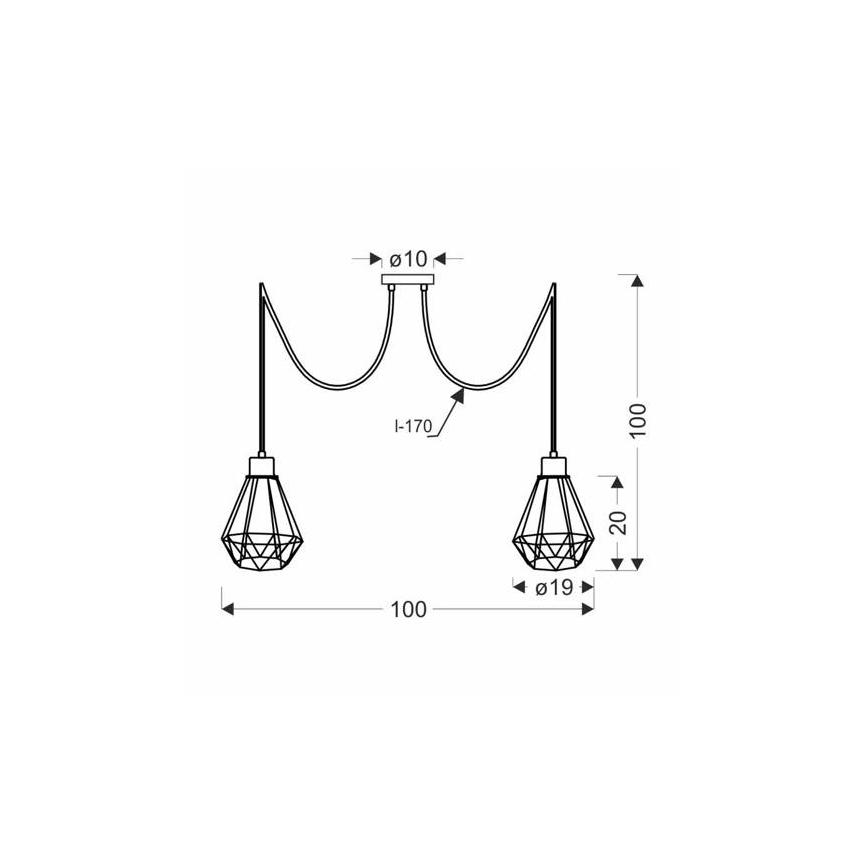 Lustra ar auklu PRIMO 2xE27/60W/230V zirneklis melna/zelta
