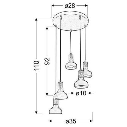 Lustra ar auklu PUERTO 5xE14/40W/230V