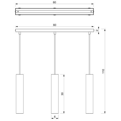 Lustra ar auklu RAITO 3xGU10/8W/230V melna