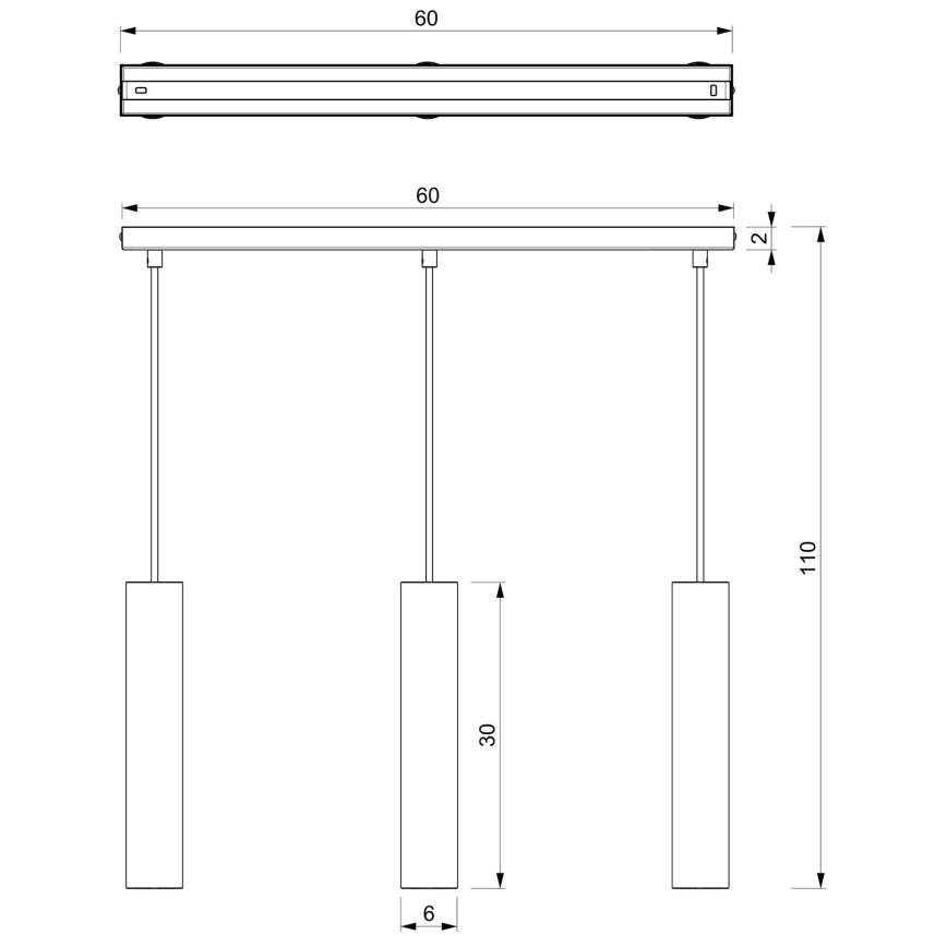 Lustra ar auklu RAITO 3xGU10/8W/230V melna