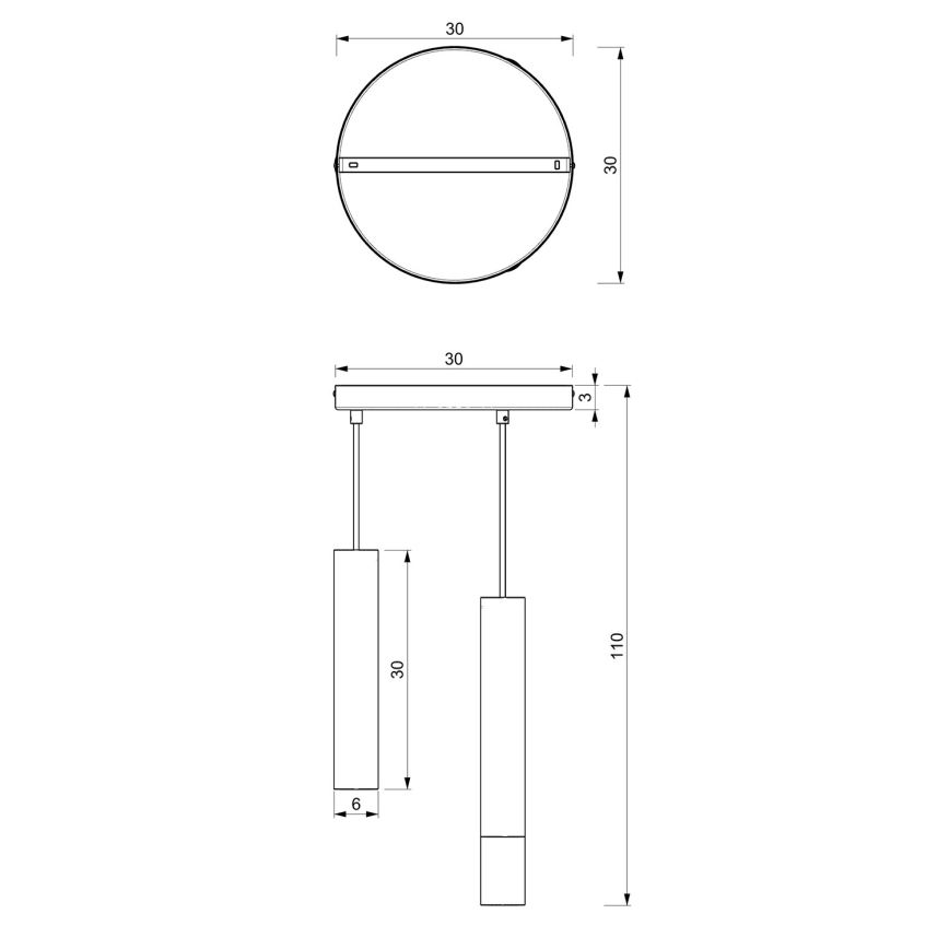 Lustra ar auklu RAITO 3xGU10/8W/230V melna