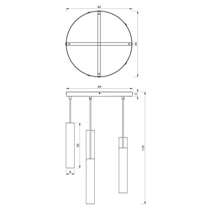 Lustra ar auklu RAITO 6xGU10/8W/230V melna