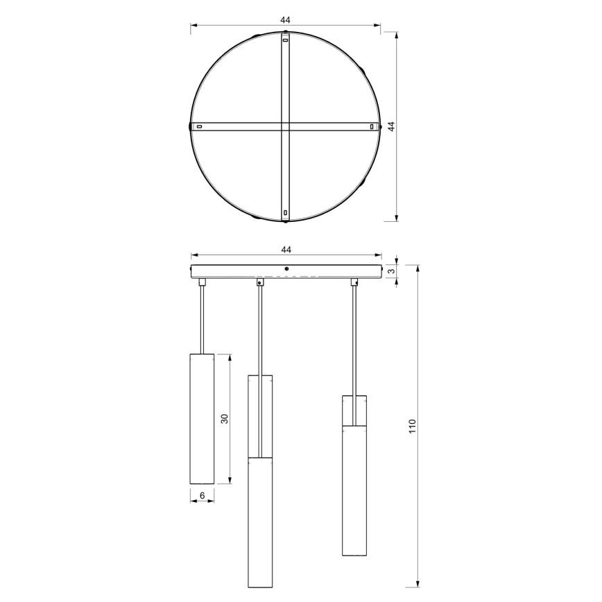 Lustra ar auklu RAITO 6xGU10/8W/230V melna