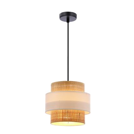 Lustra ar auklu RATTAN 1xE27/40W/230V balta/brūna