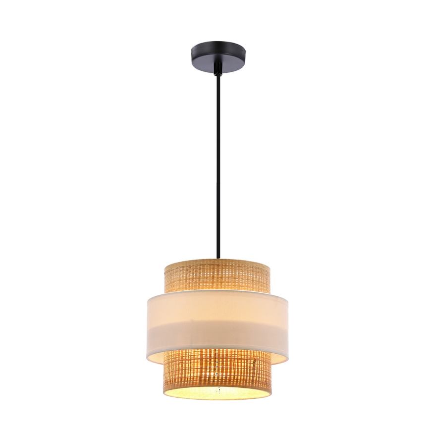 Lustra ar auklu RATTAN 1xE27/40W/230V balta/brūna