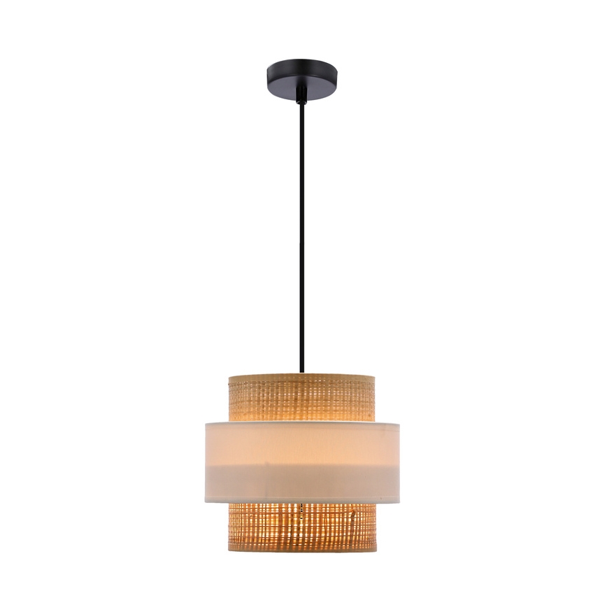 Lustra ar auklu RATTAN 1xE27/40W/230V balta/brūna