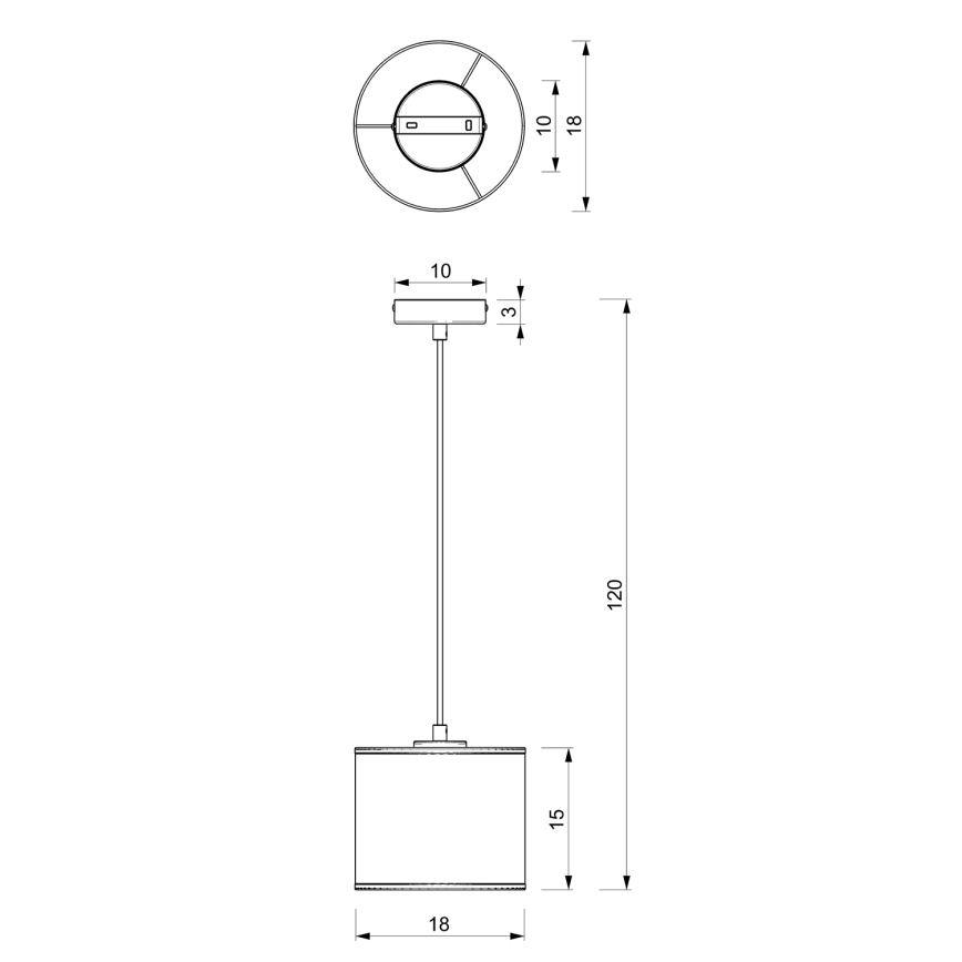 Lustra ar auklu RATTAN 1xE27/60W/230V d. 18 cm rotanga