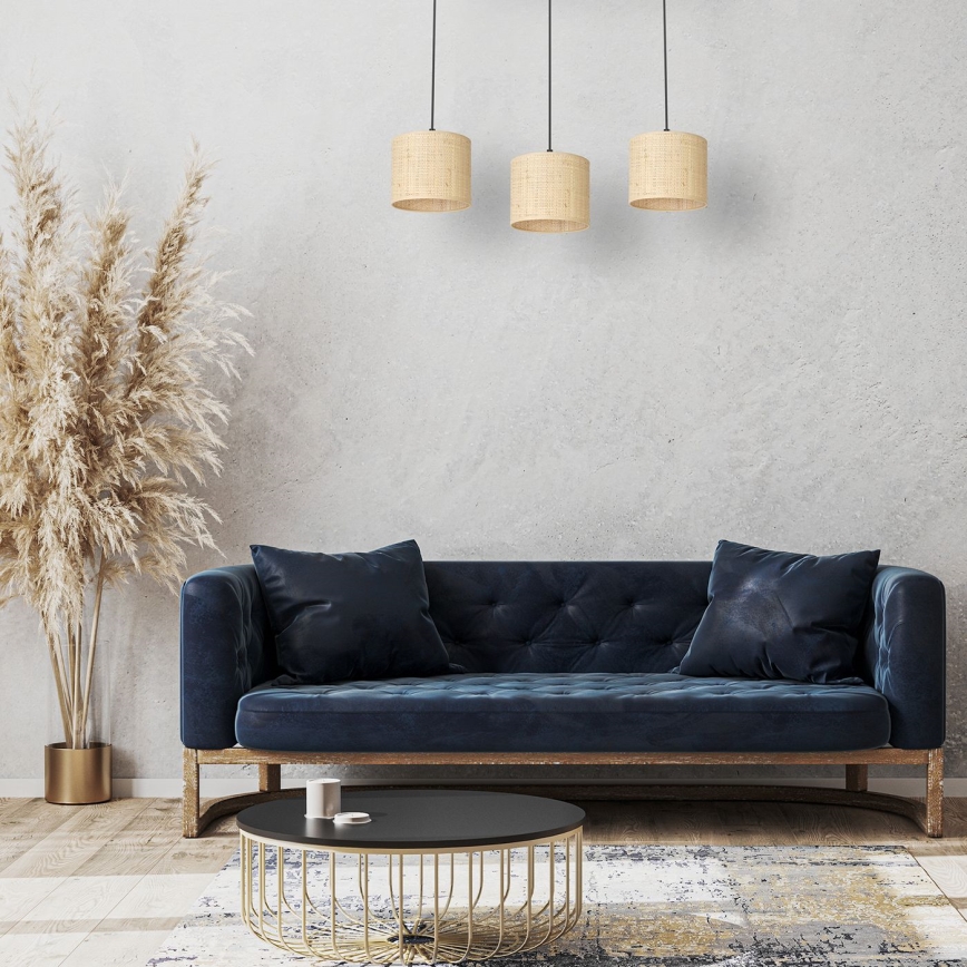 Lustra ar auklu RATTAN 3xE27/60W/230V rotanga