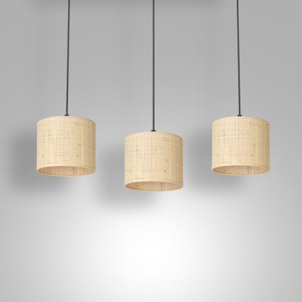 Lustra ar auklu RATTAN 3xE27/60W/230V rotanga