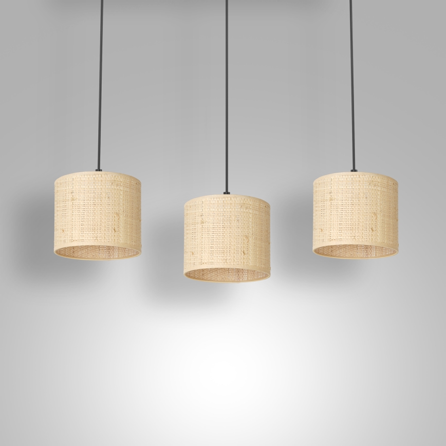 Lustra ar auklu RATTAN 3xE27/60W/230V rotanga