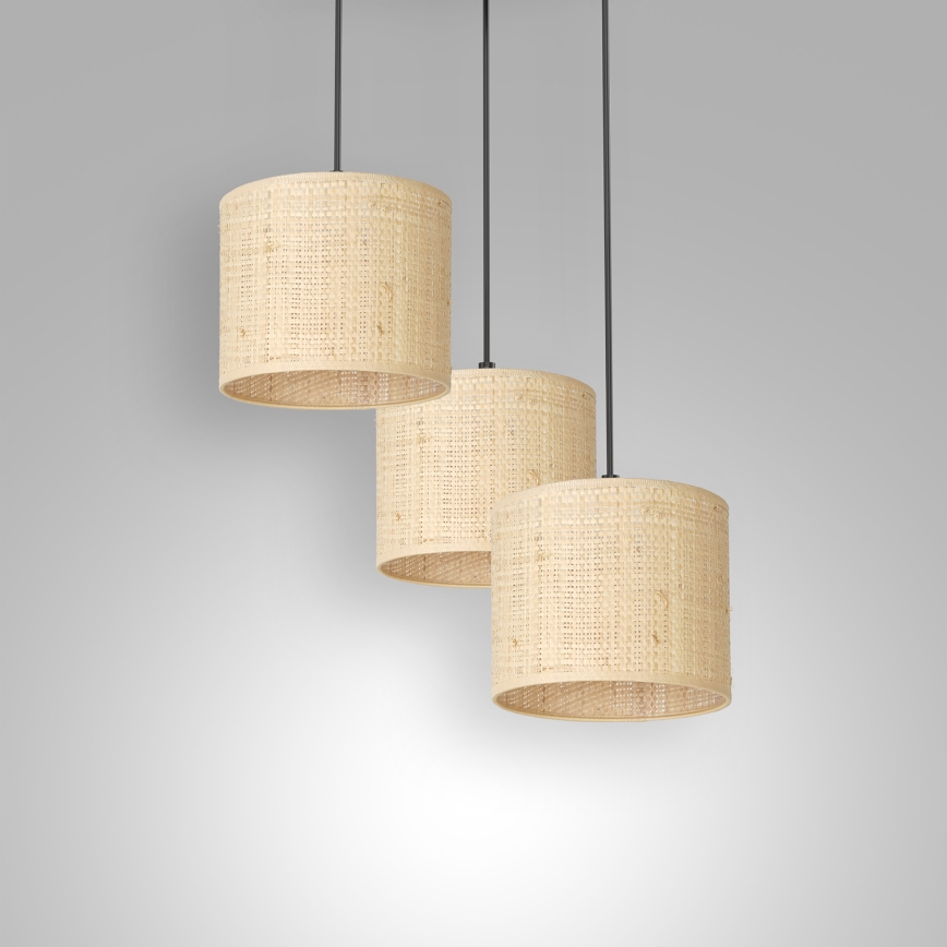 Lustra ar auklu RATTAN 3xE27/60W/230V rotanga