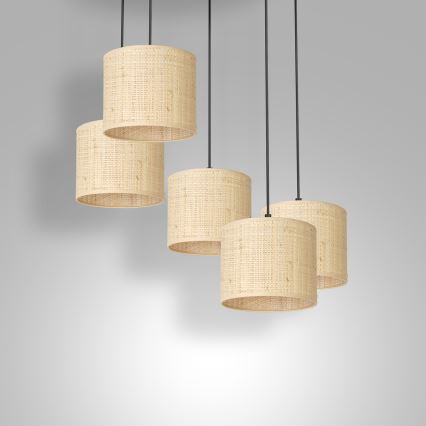 Lustra ar auklu RATTAN 5xE27/60W/230V rotanga