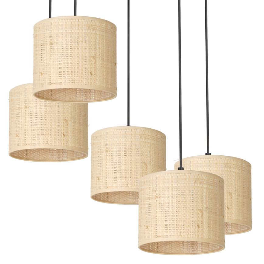 Lustra ar auklu RATTAN 5xE27/60W/230V rotanga
