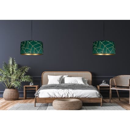 Lustra ar auklu RELLA 1xE27/60W/230V zaļa/zelta