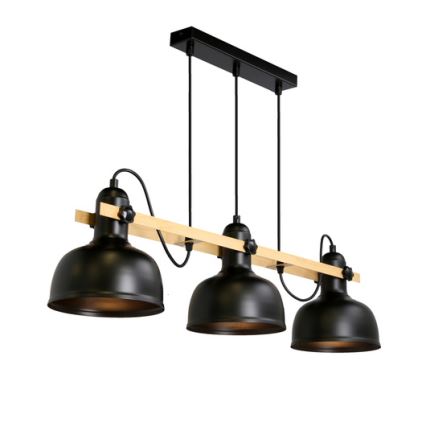 Lustra ar auklu RENO 3xE27/40W/230V melna/brūna