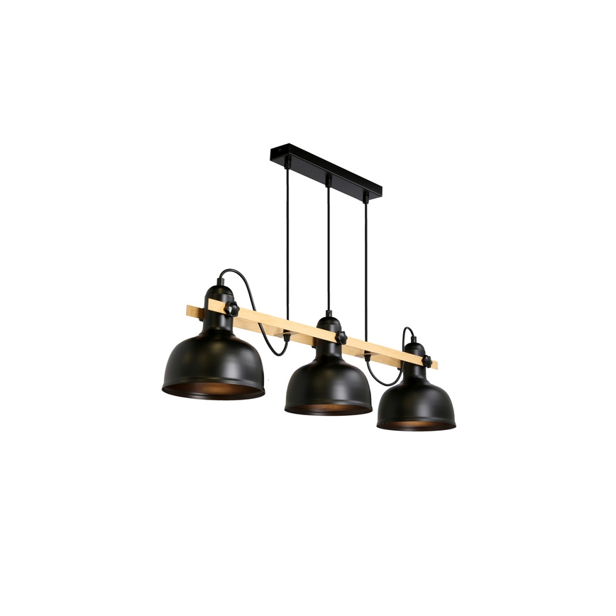 Lustra ar auklu RENO 3xE27/40W/230V melna/brūna