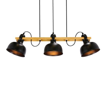 Lustra ar auklu RENO 3xE27/40W/230V melna/brūna