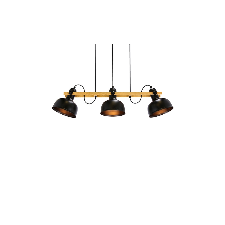 Lustra ar auklu RENO 3xE27/40W/230V melna/brūna