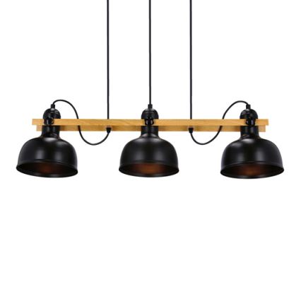 Lustra ar auklu RENO 3xE27/40W/230V melna/brūna