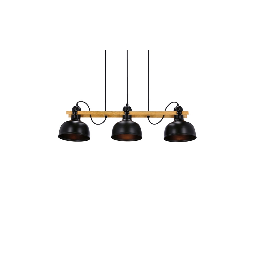Lustra ar auklu RENO 3xE27/40W/230V melna/brūna