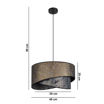 Lustra ar auklu REZO 1xE27/60W/230V pelēka/zelta