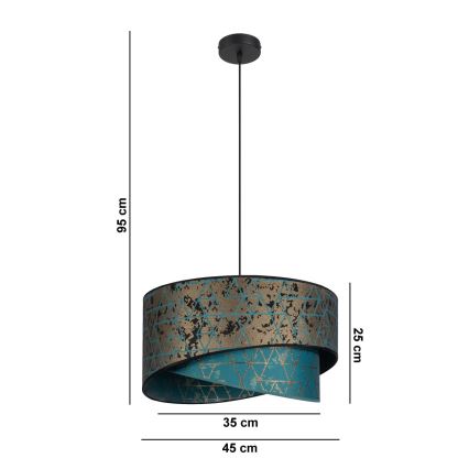 Lustra ar auklu REZO 1xE27/60W/230V tirkīza/zelta