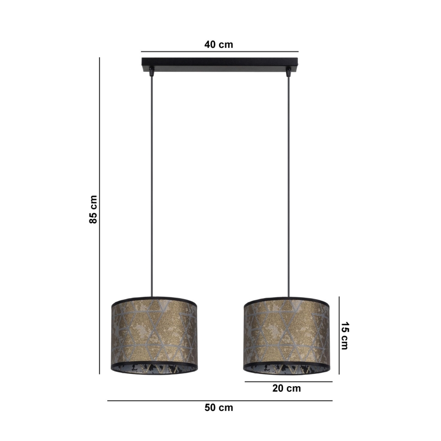 Lustra ar auklu REZO 2xE27/60W/230V zelta
