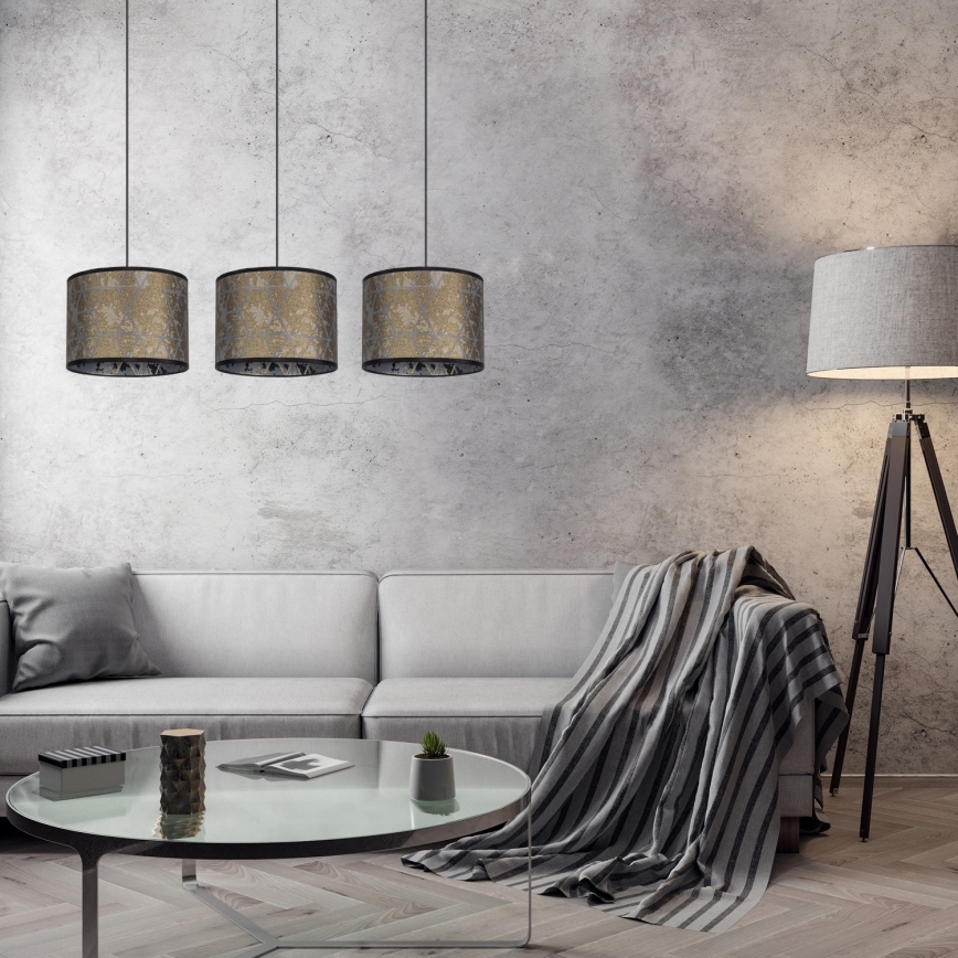 Lustra ar auklu REZO 3xE27/60W/230V zelta
