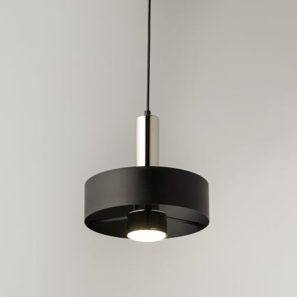 Lustra ar auklu RIF LUX 1xGX53/12W/230V d. 25 cm melna/spīdīgi hromēts
