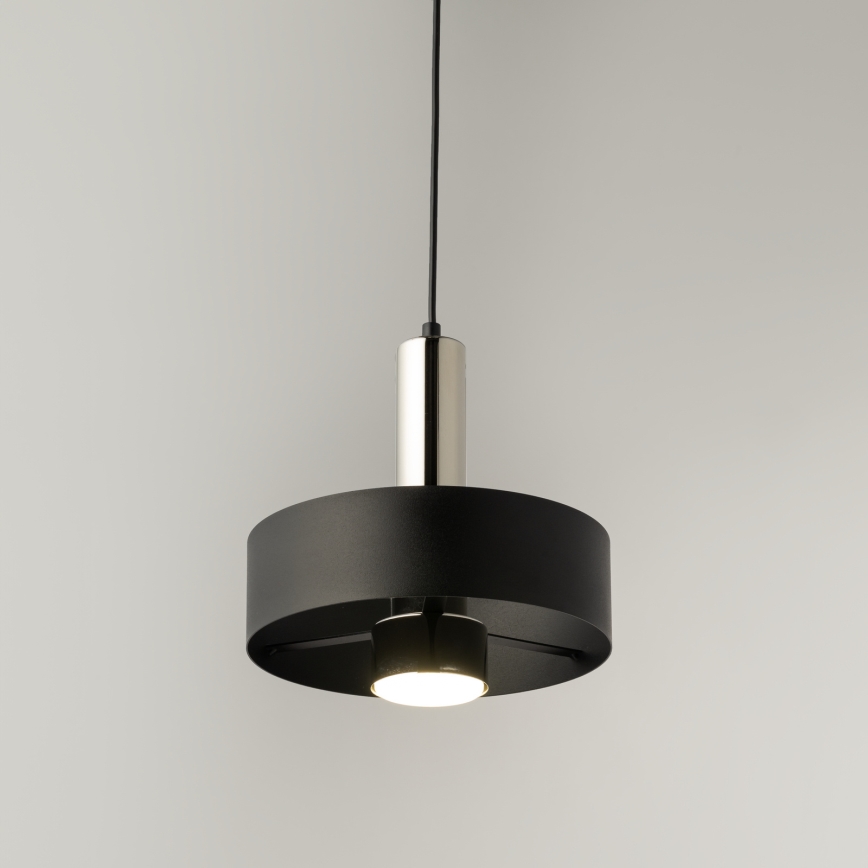 Lustra ar auklu RIF LUX 1xGX53/12W/230V d. 25 cm melna/spīdīgi hromēts