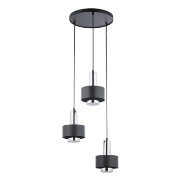 Lustra ar auklu RIF LUX 3xGX53/12W/230V d. 38 cm melna/spīdīgi hromēts