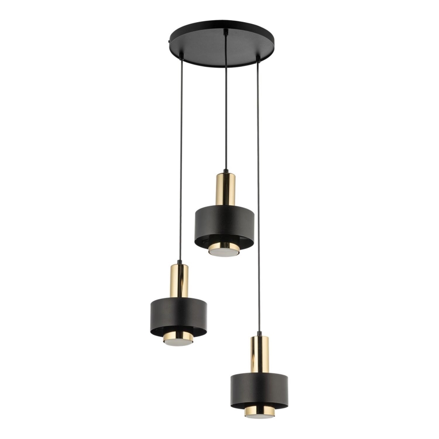 Lustra ar auklu RIF LUX 3xGX53/12W/230V d. 38 cm melna/zelta
