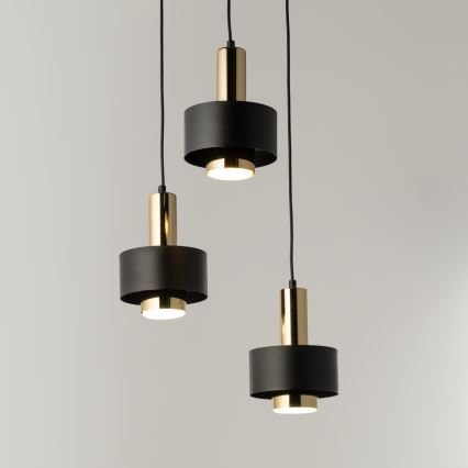 Lustra ar auklu RIF LUX 3xGX53/12W/230V d. 38 cm melna/zelta