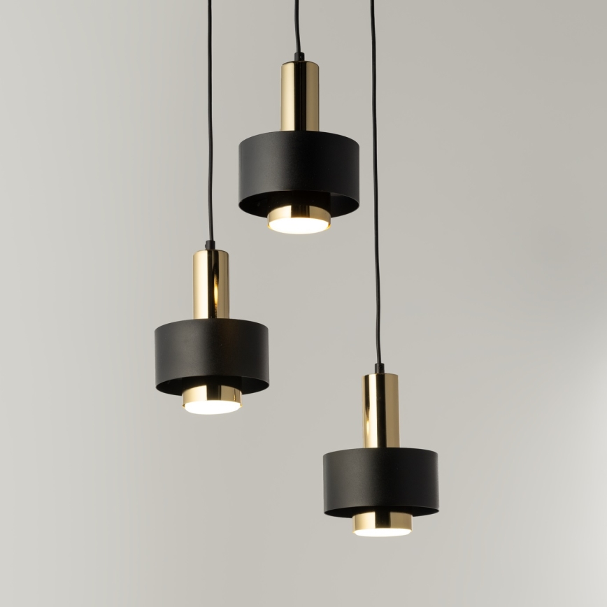Lustra ar auklu RIF LUX 3xGX53/12W/230V d. 38 cm melna/zelta