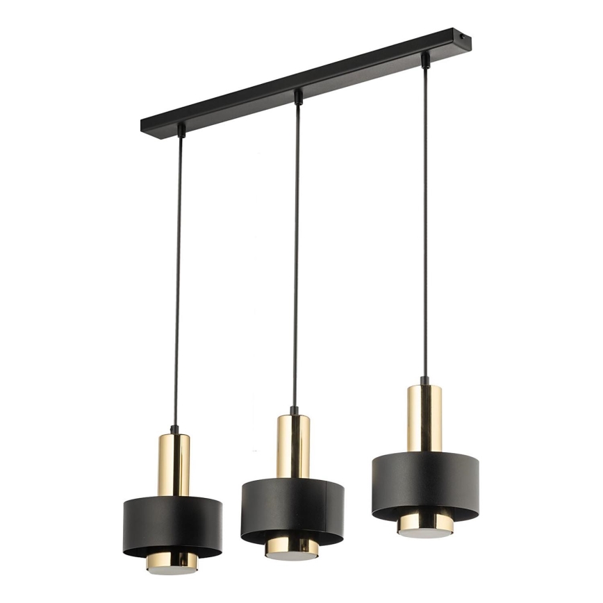 Lustra ar auklu RIF LUX 3xGX53/12W/230V melna/zelta