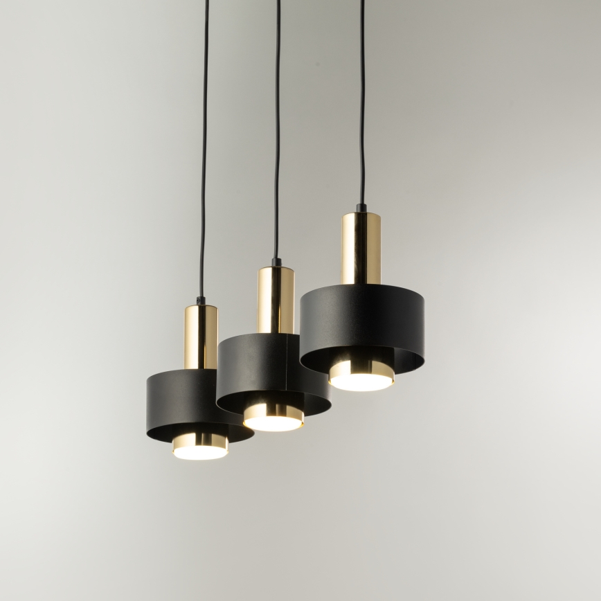 Lustra ar auklu RIF LUX 3xGX53/12W/230V melna/zelta