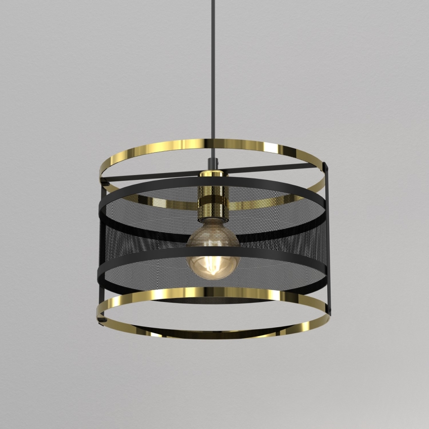 Lustra ar auklu RIM 1xE27/60W/230V melna/zelta