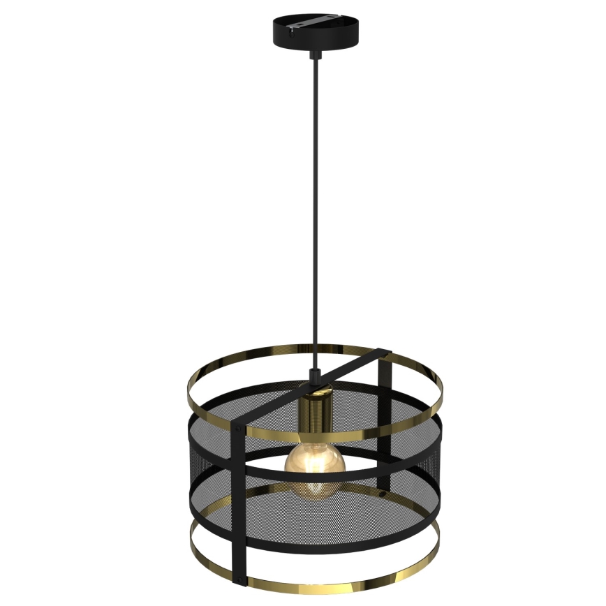 Lustra ar auklu RIM 1xE27/60W/230V melna/zelta